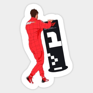 Ferrari driver Sebastian Vettel moves the #1 sign Sticker
